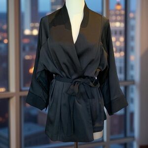 H&M Black Satin Wrap Topper Top 10